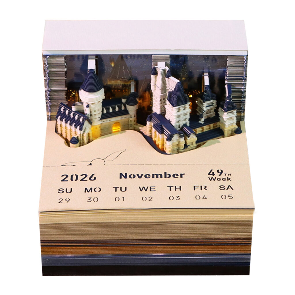 2026 Magic Castle Weekly Calendar With Lights 3D Paper Craft Notepad
